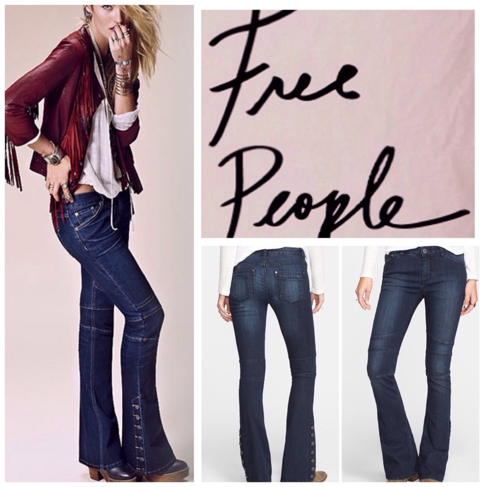 Free People Seamed Paneled Flare Jeans.